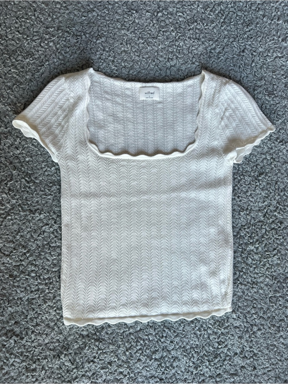 Wilfred White Ribbed Square-Neck Crop Top size S
